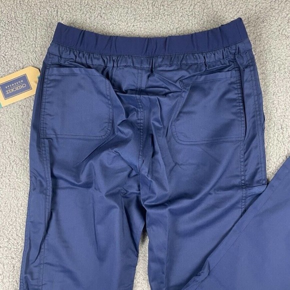 Cherokee Workwear Women's Small Navy Tapered Leg Drawstring Tall Scrubs Pants - Picture 13 of 16